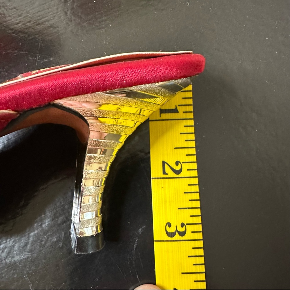 Vintage Bentley Chic Red Embellished Heels - Picture 15 of 16